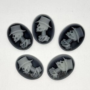 5pcs Beads for Jewelry  #22219 Black Skeleton Cabochon